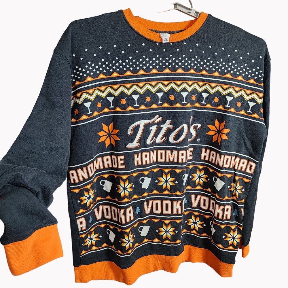 Tito's Handmade Vodka Ugly Christmas Sweater XL Pullover Embroidered